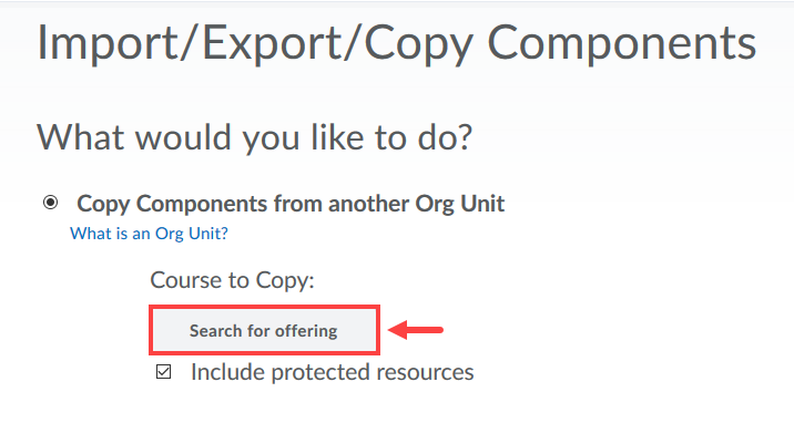 Search for Offering button