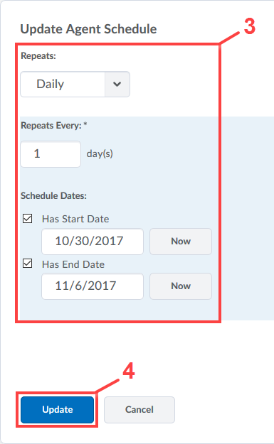 setting up intelligence agent schedule