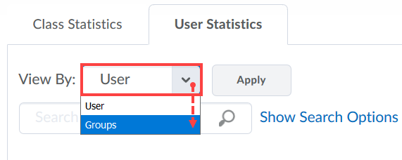 Change User statistics view drop down