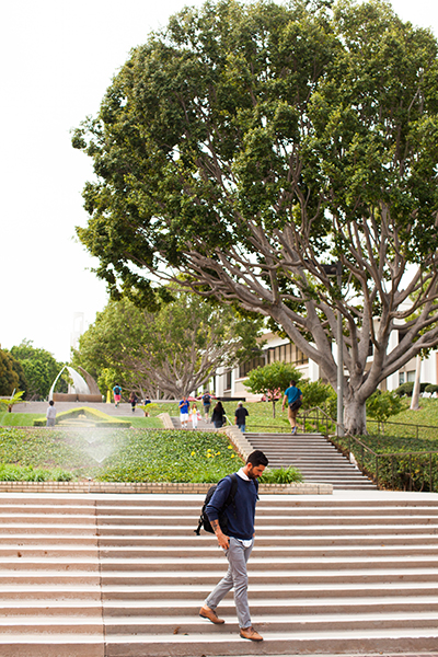 Student walking on campus