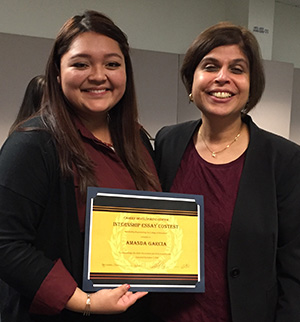 content_ced_story_2016-12-07.jpg Amanda Garcia with Interim Dean Shireen Pavri at the Recepti
