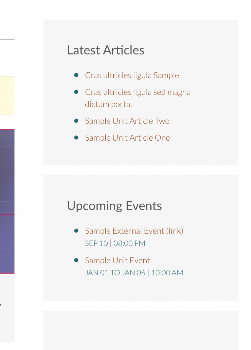Figure 1. Sample Articles or Events List
