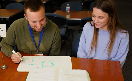 content_provost_students-in-the-lac.jpg Students work on organic chemistry