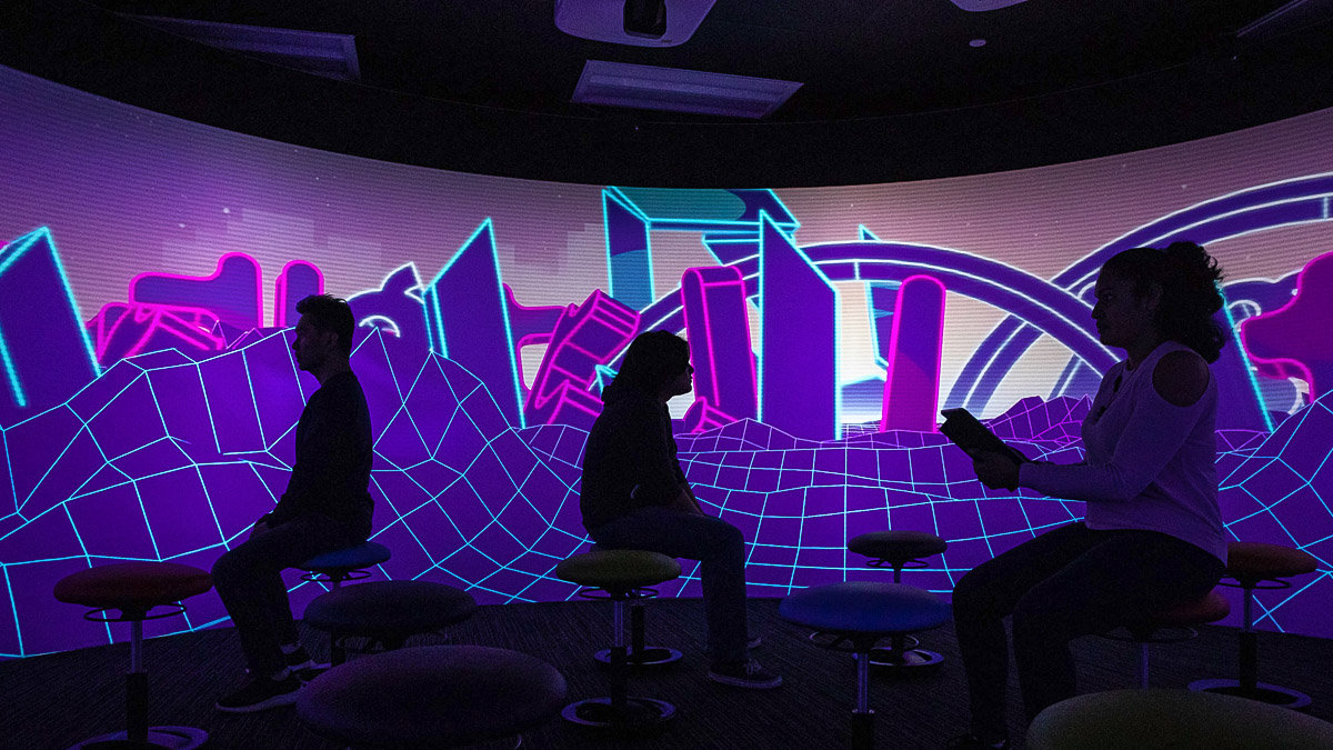 Students sit in Virtual Reality Lab