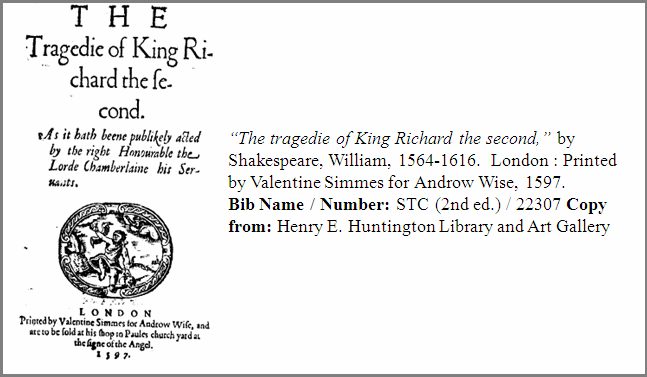 EEBO Example of the Trae Tragedy of King Richard the Second