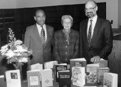 content_university-library_kimball.jpg Photograph of Provost Anatol, Mrs. Howard E. Kimball, and Fo