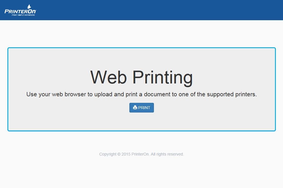 Printeron Web Printing Welcome Screen