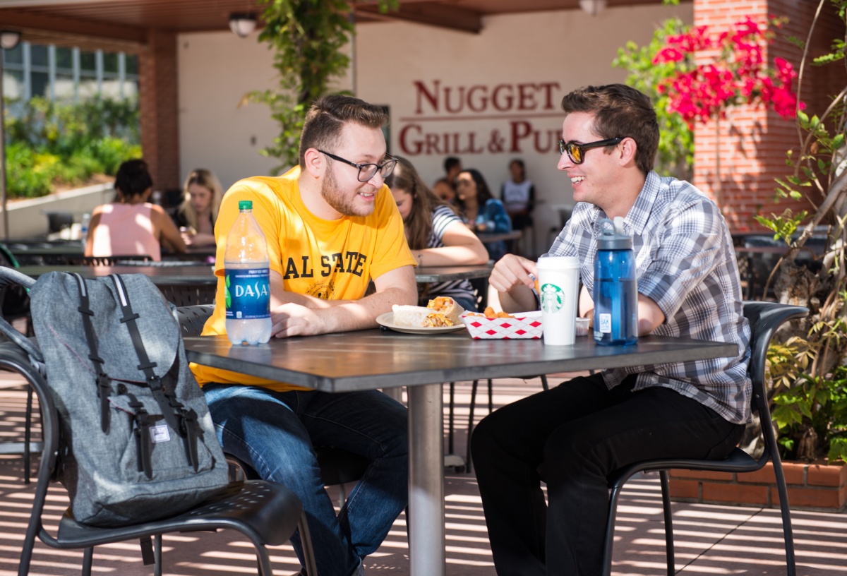 Students enjoying a meal at The Nugget. 