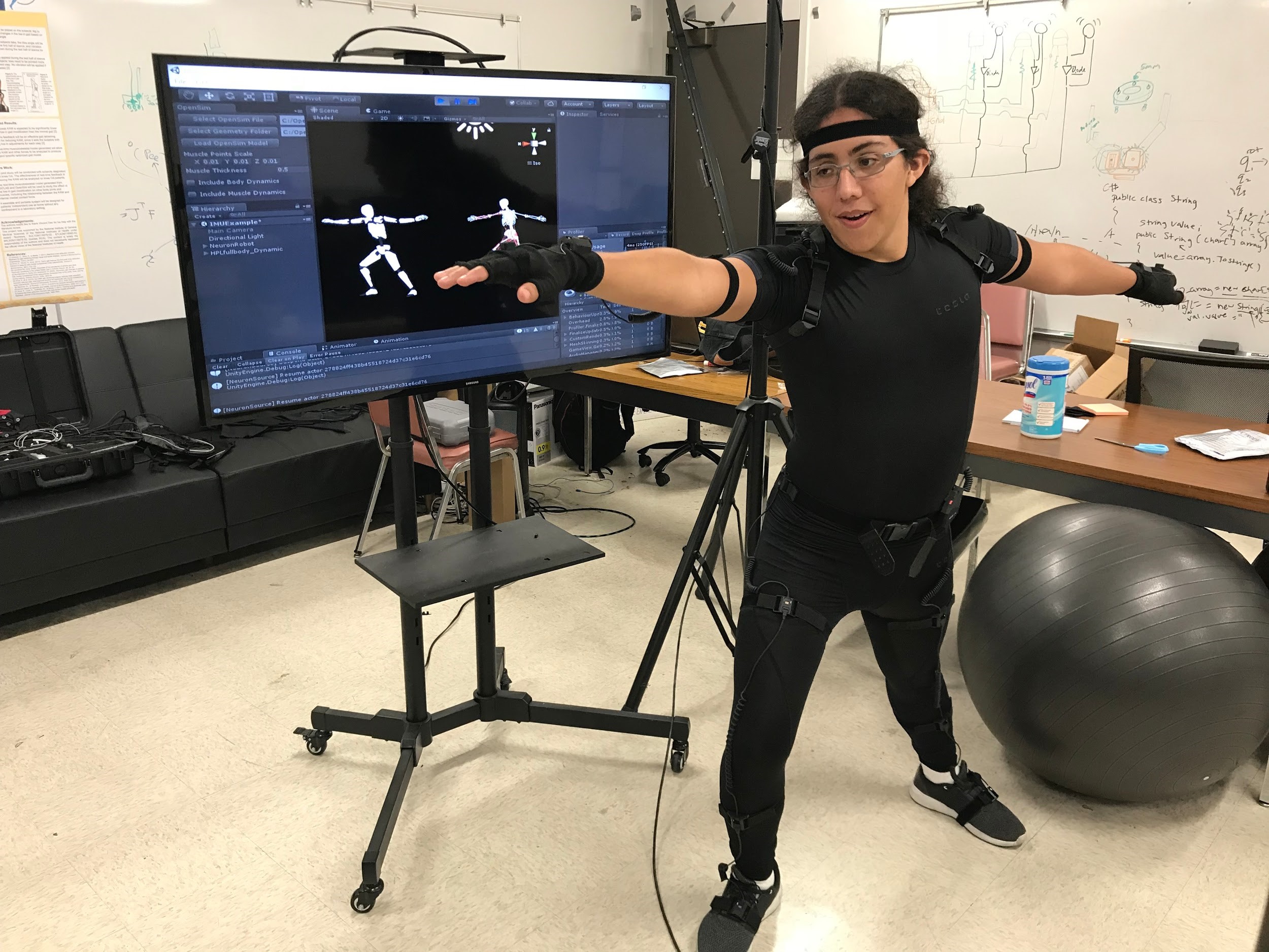 Image of student demonstrating real-time motion tracking 