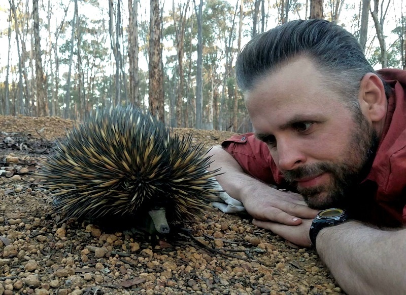 Dr. Stankowich with an echidna