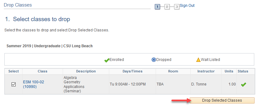 ees15.png Screen shot of the Drop Classes page