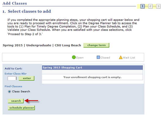 Screen shot of the Add subtab, displaying the students Shopp