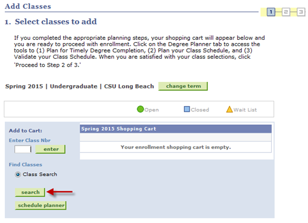 enroll4_0.png Screen shot of the Add subtab, displaying the students Shopp