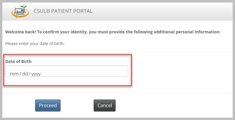 Patient Portal DOB