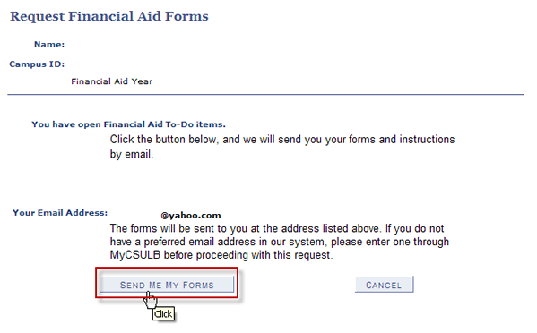 Screenshot request Financial Aid Forms Page
