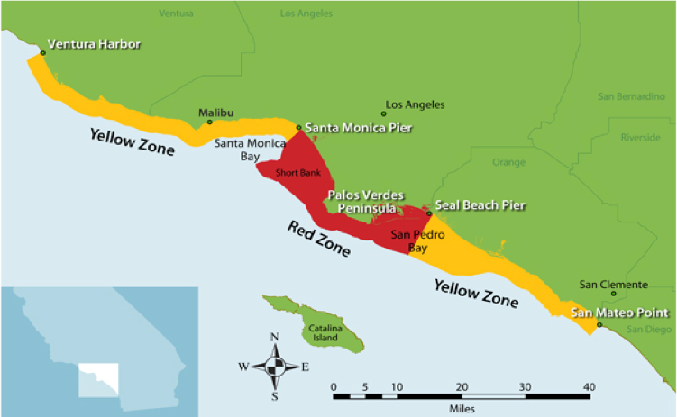 Fig. 1. map of contaminated regions in the Southern Californ