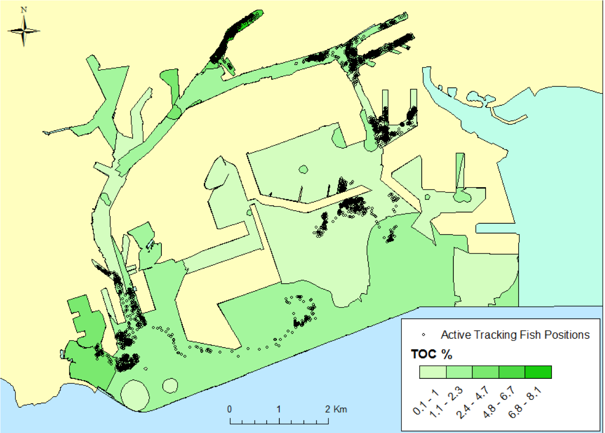 Fig. 14. active tracking locations and high total organic co
