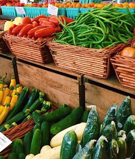 Fruits and vegetables at a market