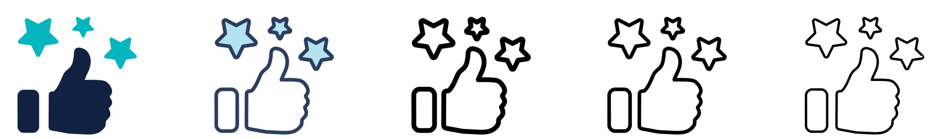 a series of thumbs up icons with stars