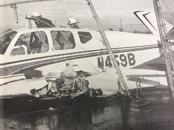 Beach craft Bonanza crash lands on campus