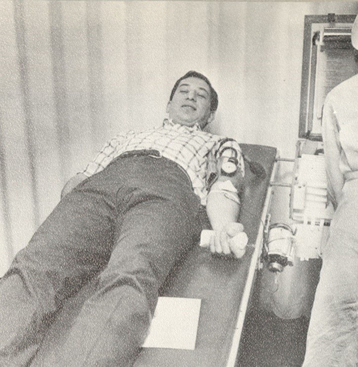 student donates blood 