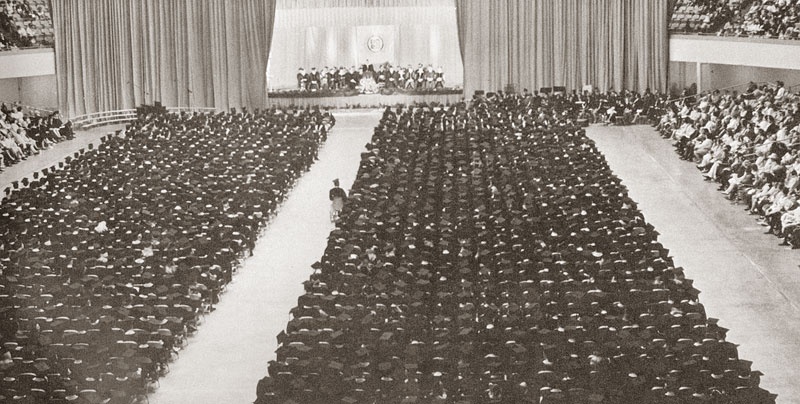 Hundreds of students graduate as the class of 1969.