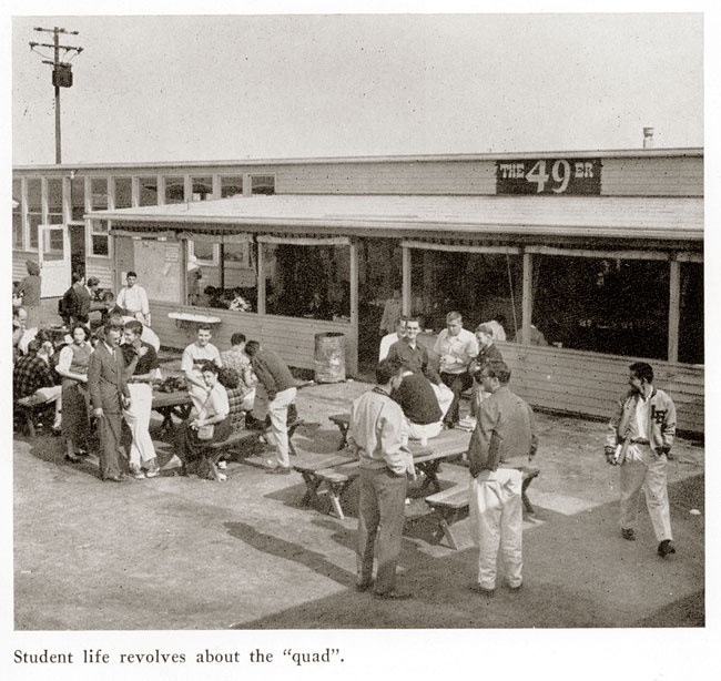 ggrads-1952-002b.jpg Student life revolved around the Quad, outside of the 49er C