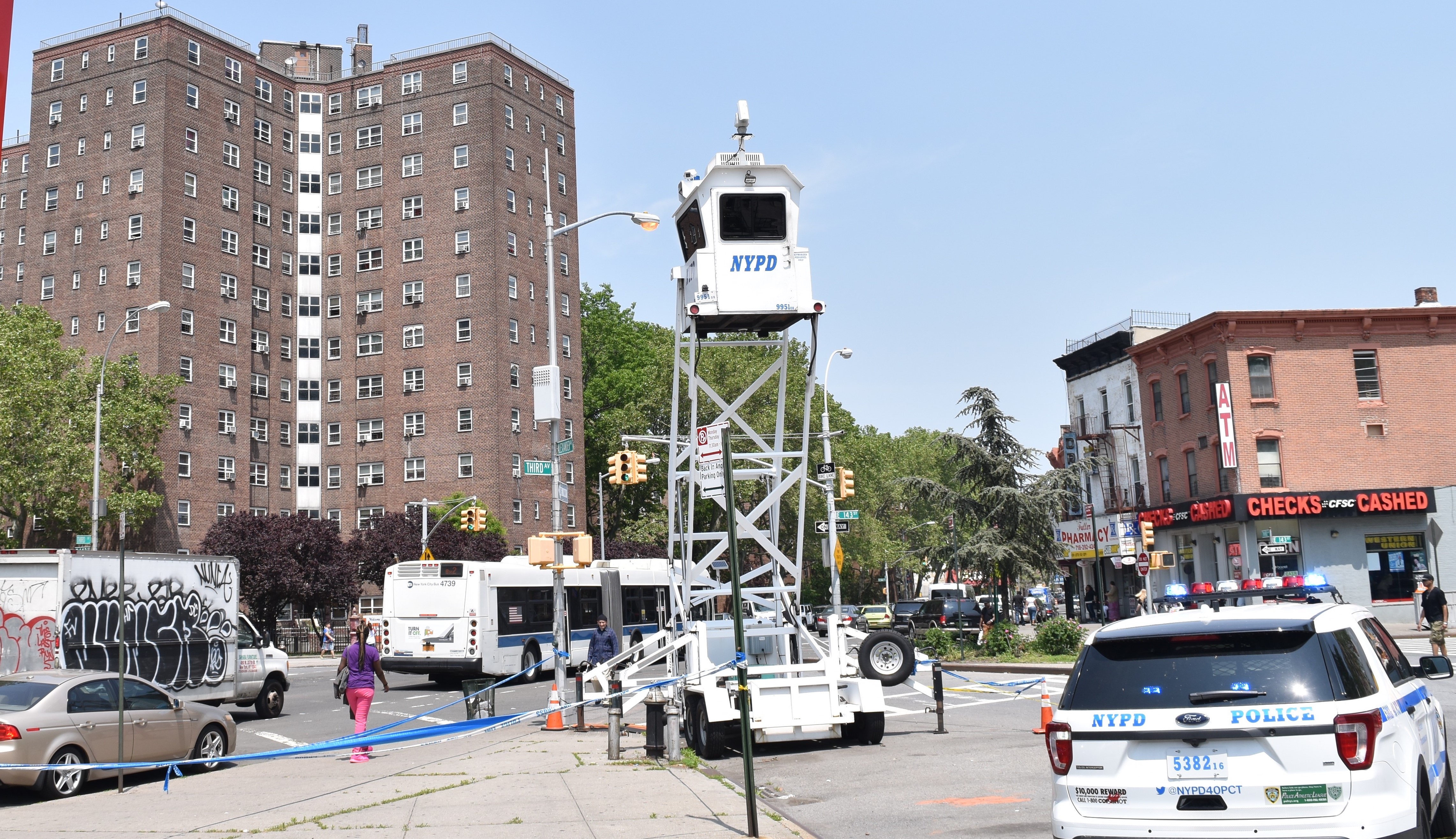 Image of New York Police Department surveillance tower in th