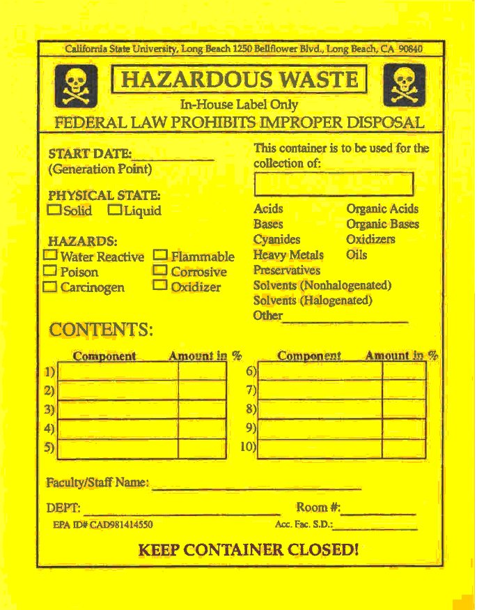 hazardous waste label