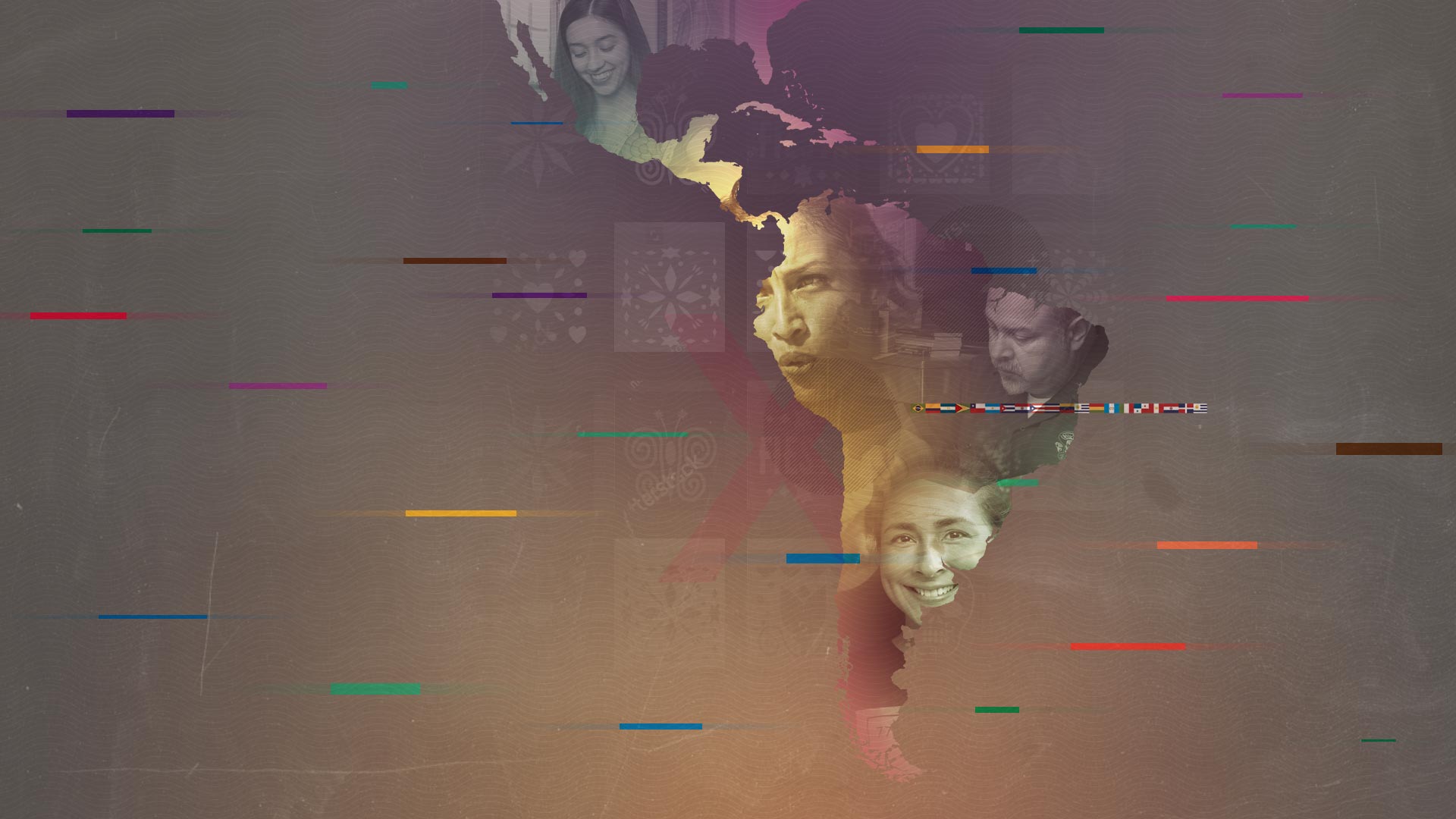 illustration of latin america with faces