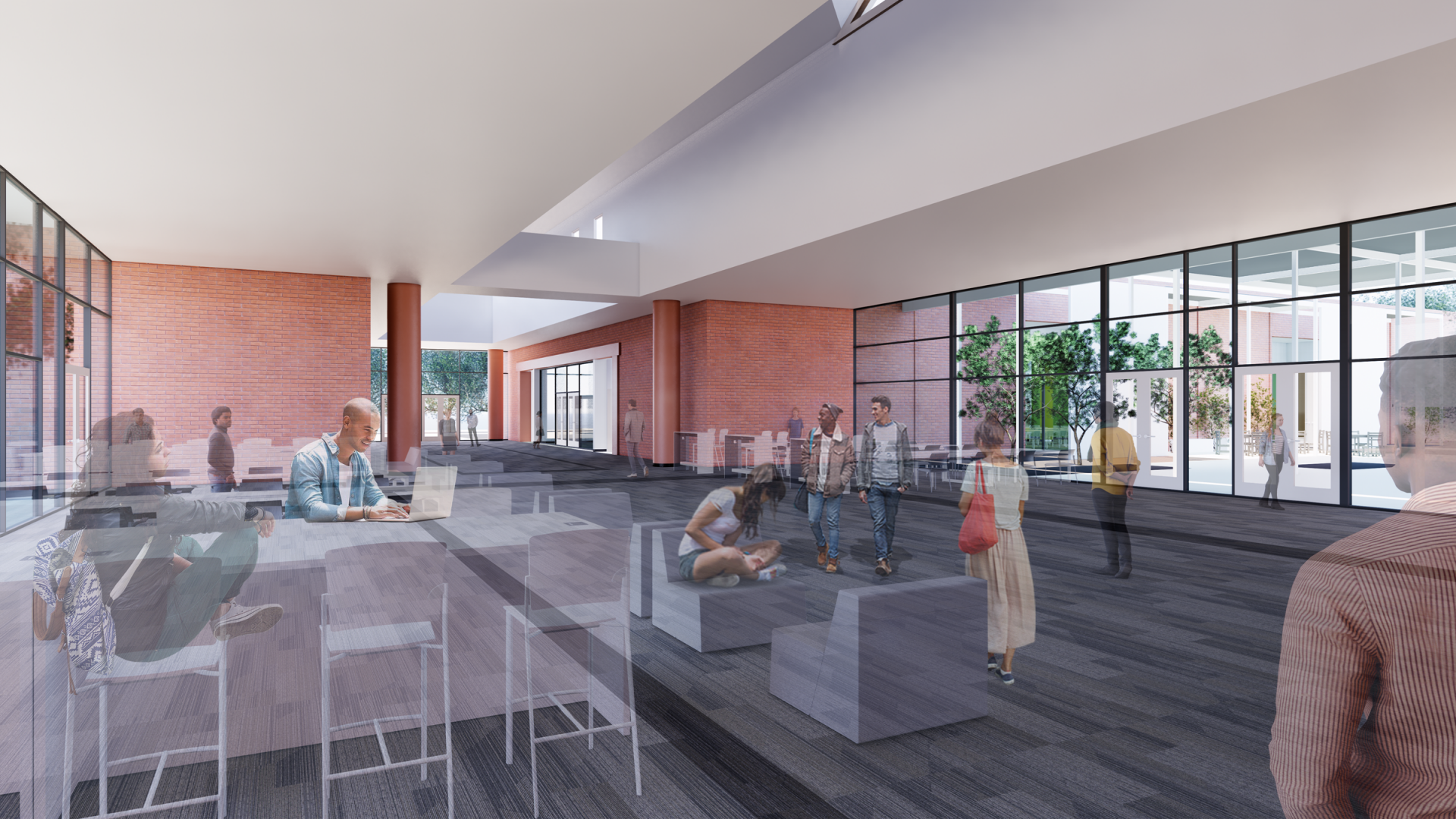 horn_main_lobby.png Rendering of the Horn Center Lobby