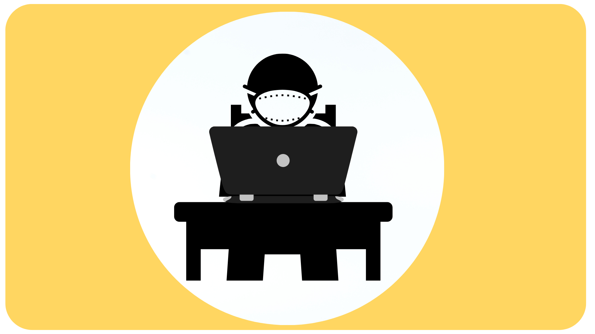 hybrid_learning.png a silhouette of a person wearing a mask sitting at a desk us