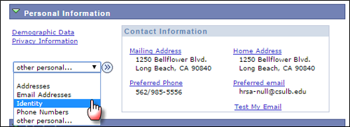 id1.png Screen shot of Personal Information section of MyCSULB with