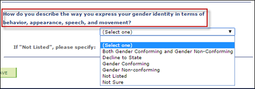 Screen shot of question three on Identity tab