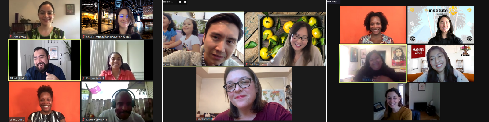 screenshots of zoom meetings, all diverse group of people