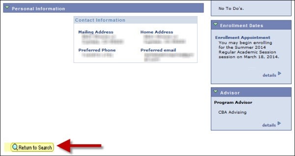 image of the personal information section with an arrow poin