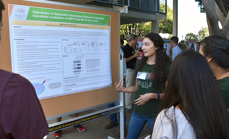 Year One Scholar Stephanie Leal presenting her research.
