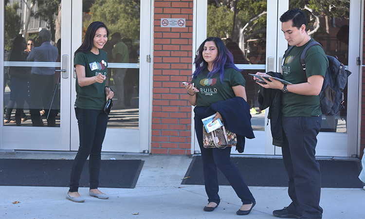 Year One Scholars Reah Chiong, Johana Aviles and Jesus Hoil.