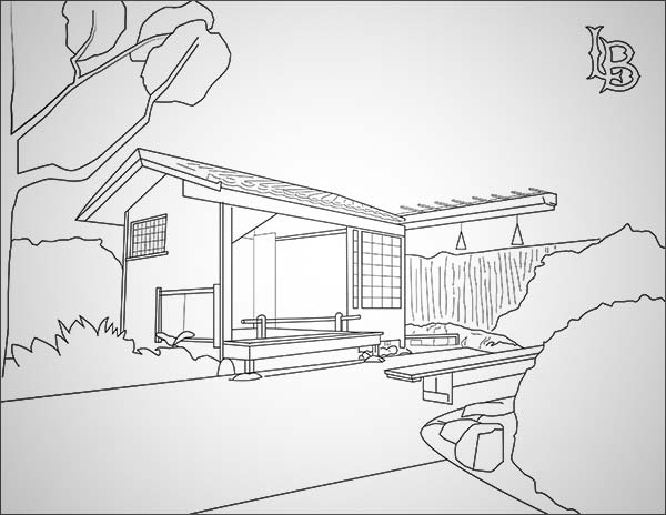 Japanese garden coloring page
