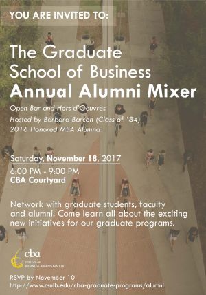Alumni Mixer Invitation, 11/18 6-9pm, CBA Courtyard
