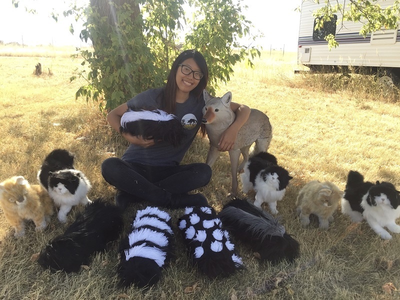 Kathy Vo with furry models