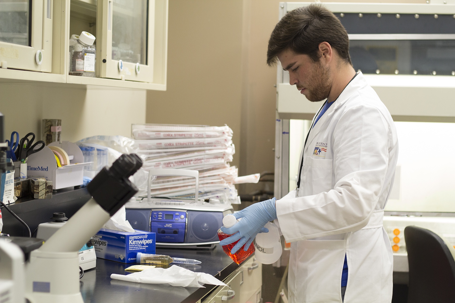 student working in a lab