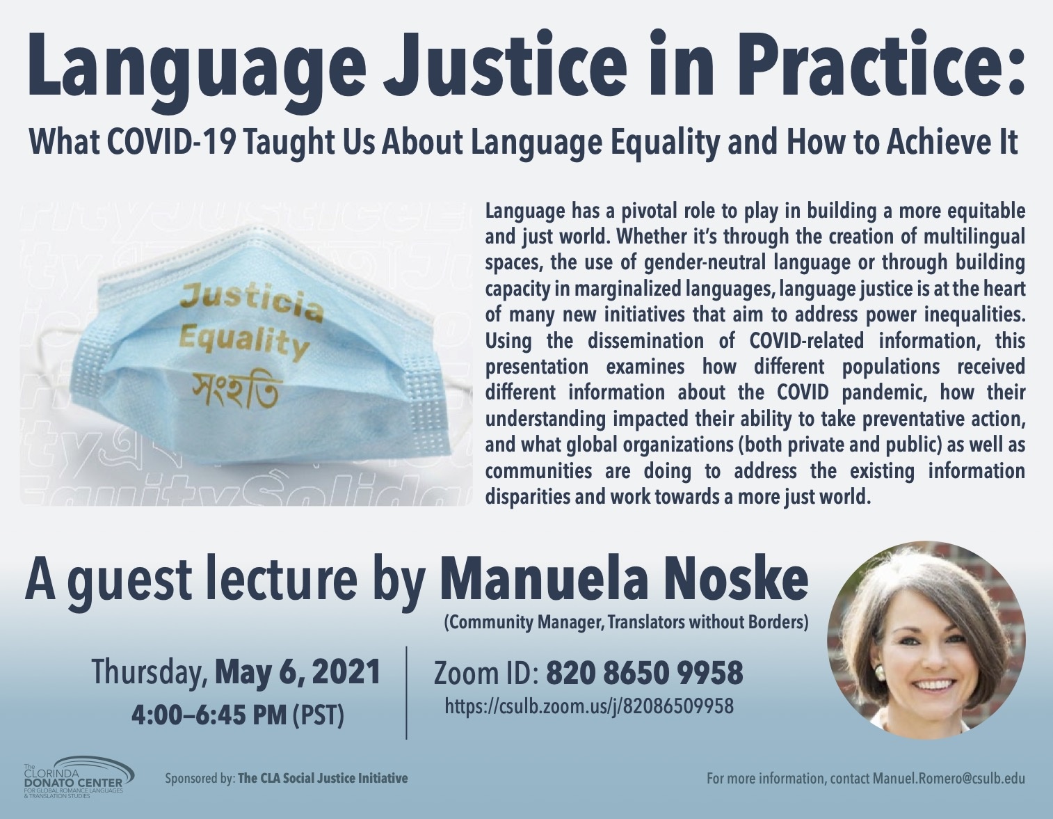Event flyer for Manuela Noske lecture