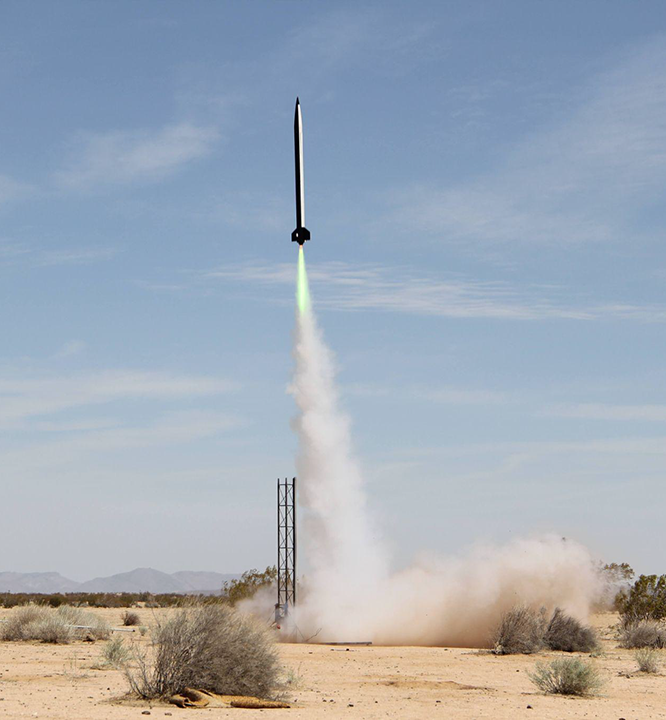 Takeoff of Long Beach Rocketry 2020-21 rocket