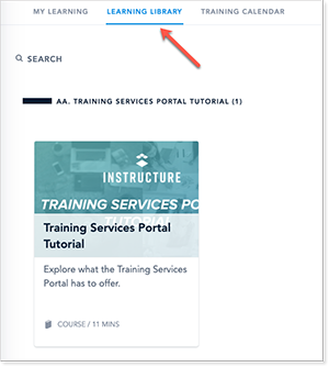 learning library tab in Training Portal
