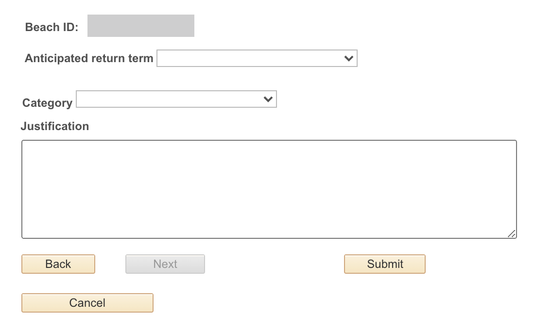 Leave of Absence request details form for anticipated return