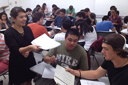 students doing an assignment in the classroom