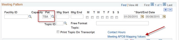 Meeting Pattern on the Schedule of Classes Page. Meeting pat