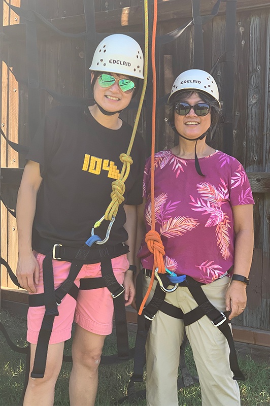 Jen-Mei and Chuhee on wall climb