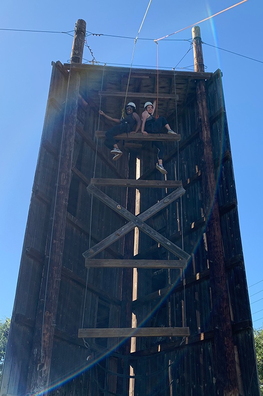 jordyn and francine on wall climb